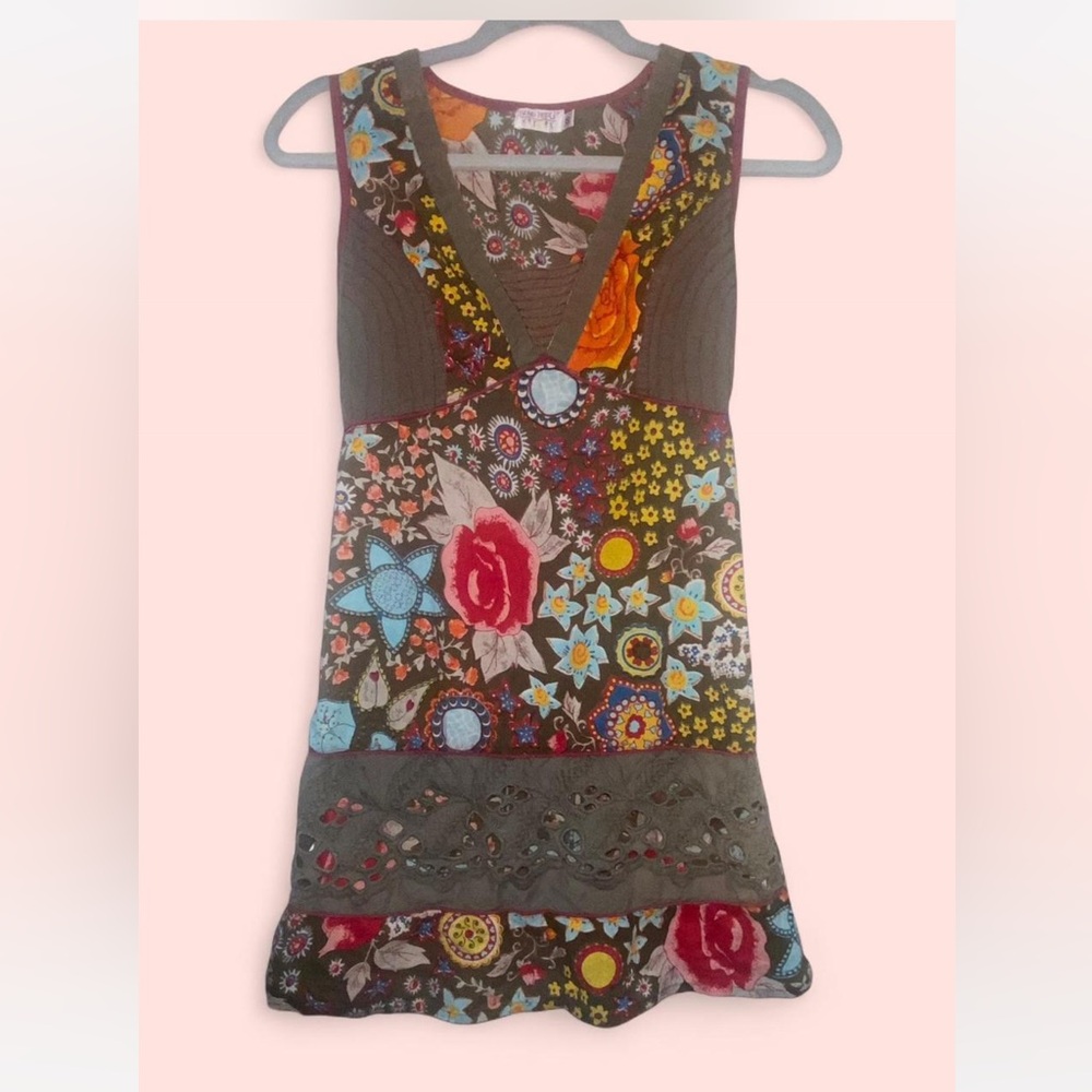 multi-coloured floral mini dress/top